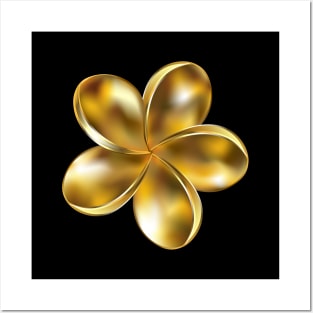 Gold plumeria flower Posters and Art